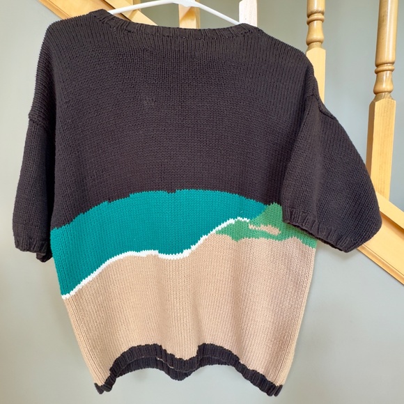 Vintage Hand knit Carole Little St. Tropez Short Sleeve 100% Cotton Sweater sz M - Picture 3 of 4